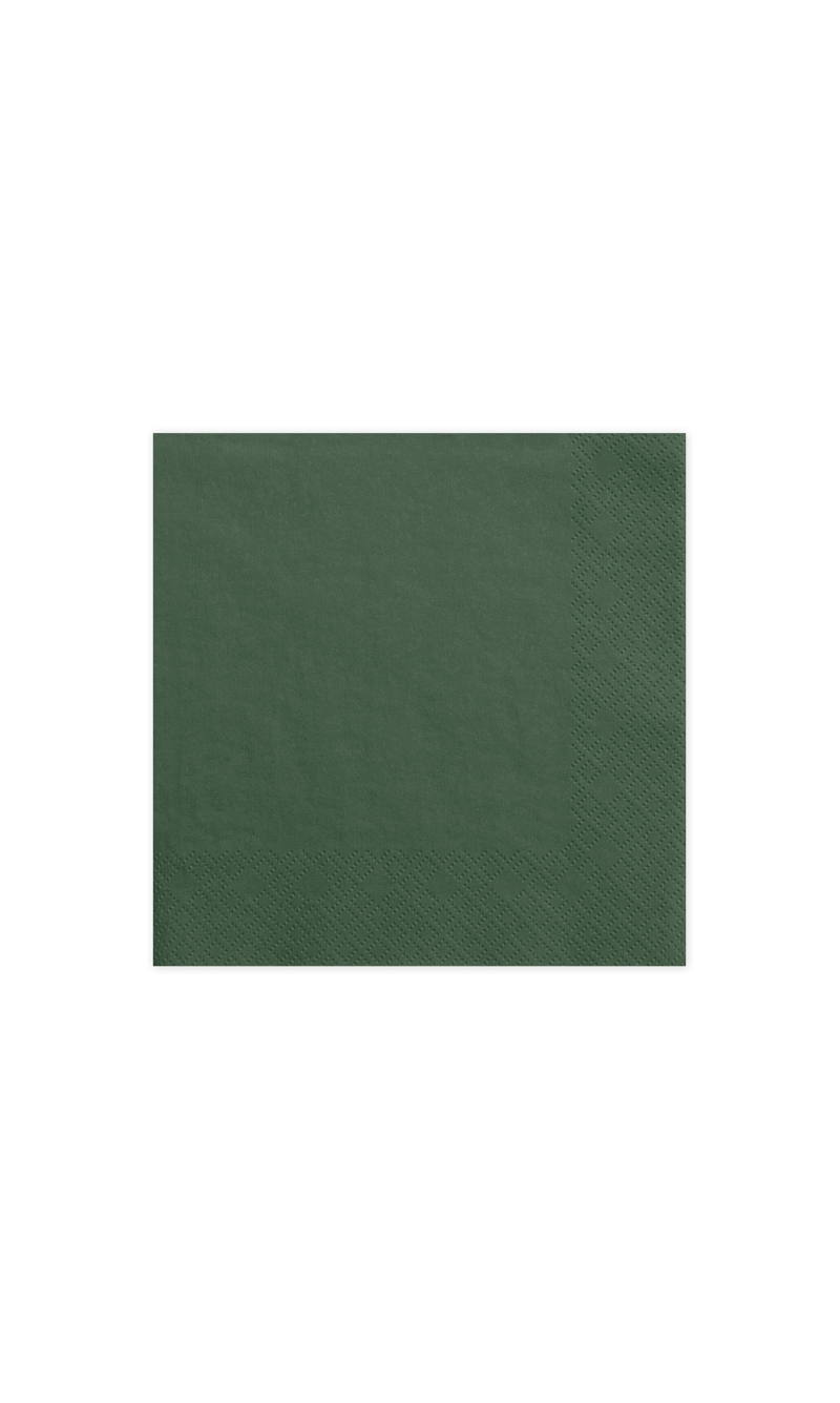 Napkins, 3 Layers, Bottle Green, 33x33cm (1pkt / 20pc)