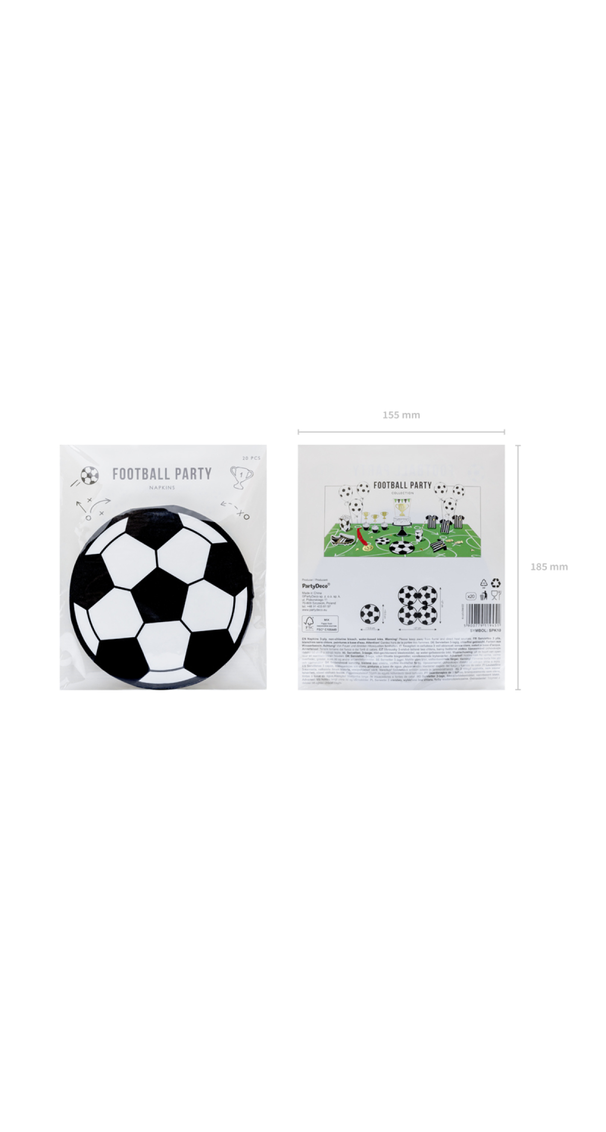 Football Round Napkins, 13.5cm (1pkt / 20pc) - Image 4
