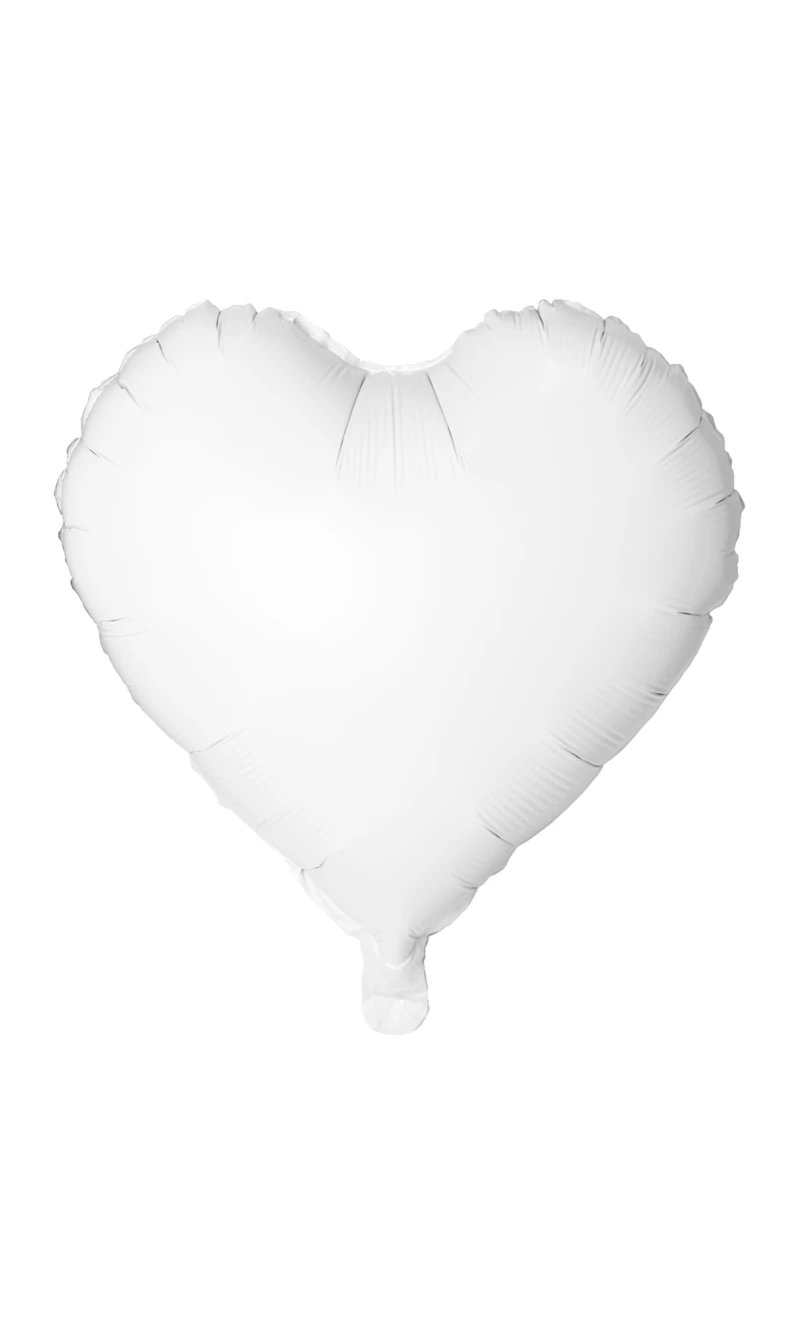 Solid Standard Heart Foil Balloon 18 Inch - White