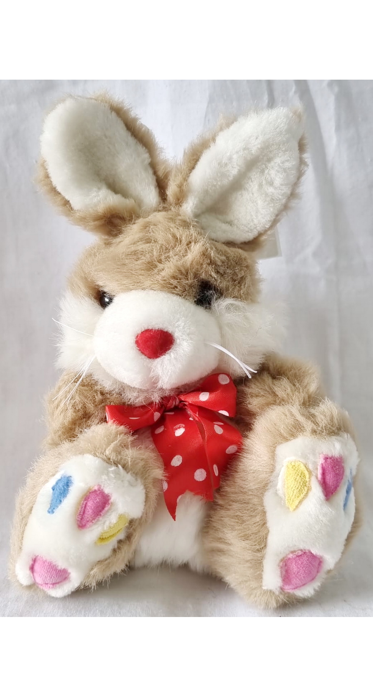 Rabbit With Red Bow & White Dots Teddy Bear - 26x14cm