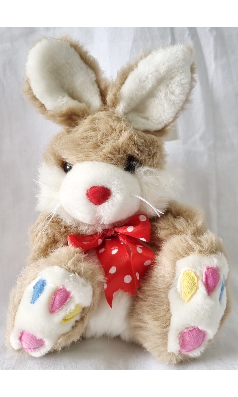 Rabbit With Red Bow & White Dots Teddy Bear - 26x14cm