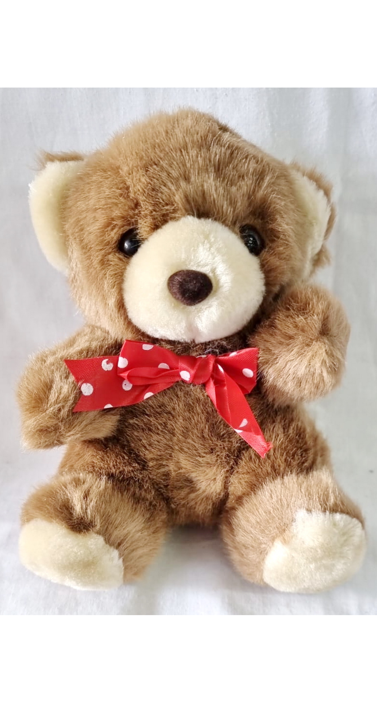 Brown Teddy Bear With Red Bow - 21x15cm