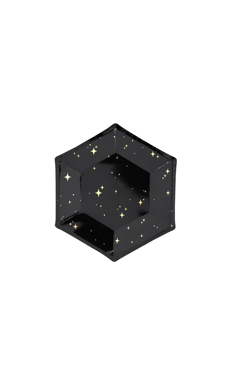 Black & Gold Plates Let's Celebrate, 20cm (1pkt / 6pc)