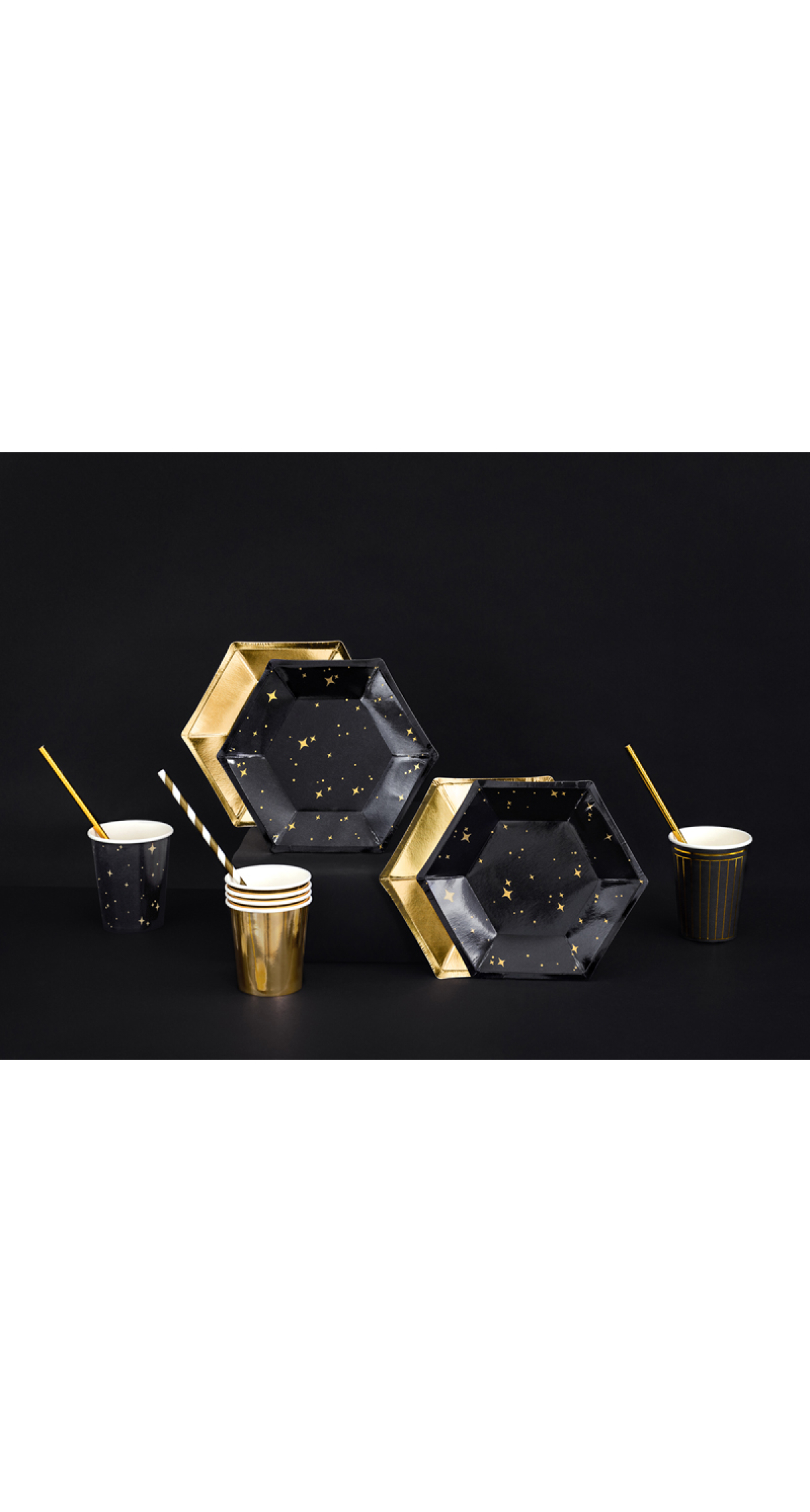 Black & Gold Plates Let's Celebrate, 20cm (1pkt / 6pc) - Image 6