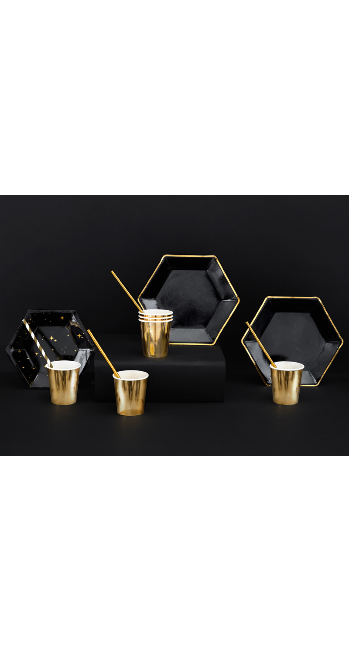 Black & Gold Plates Let's Celebrate, 20cm (1pkt / 6pc) - Image 7