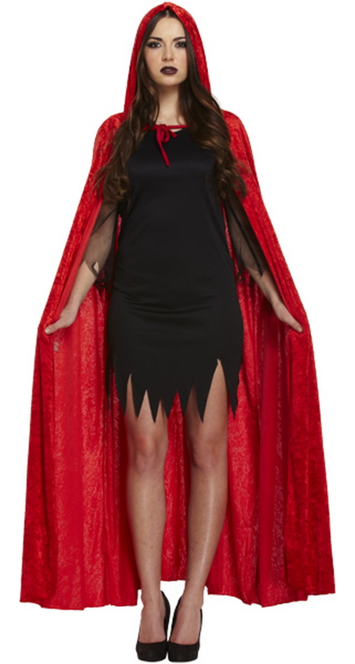 Red Velvet Cape with Hood - Adult One Size