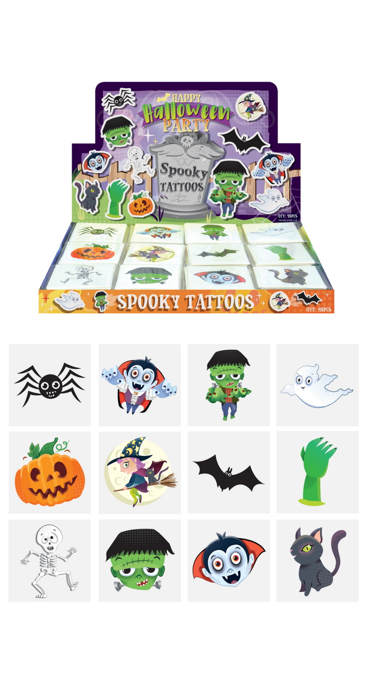 Mini Party Favor Halloween Tattoos 4cm (Assorted Designs) – 12pcs