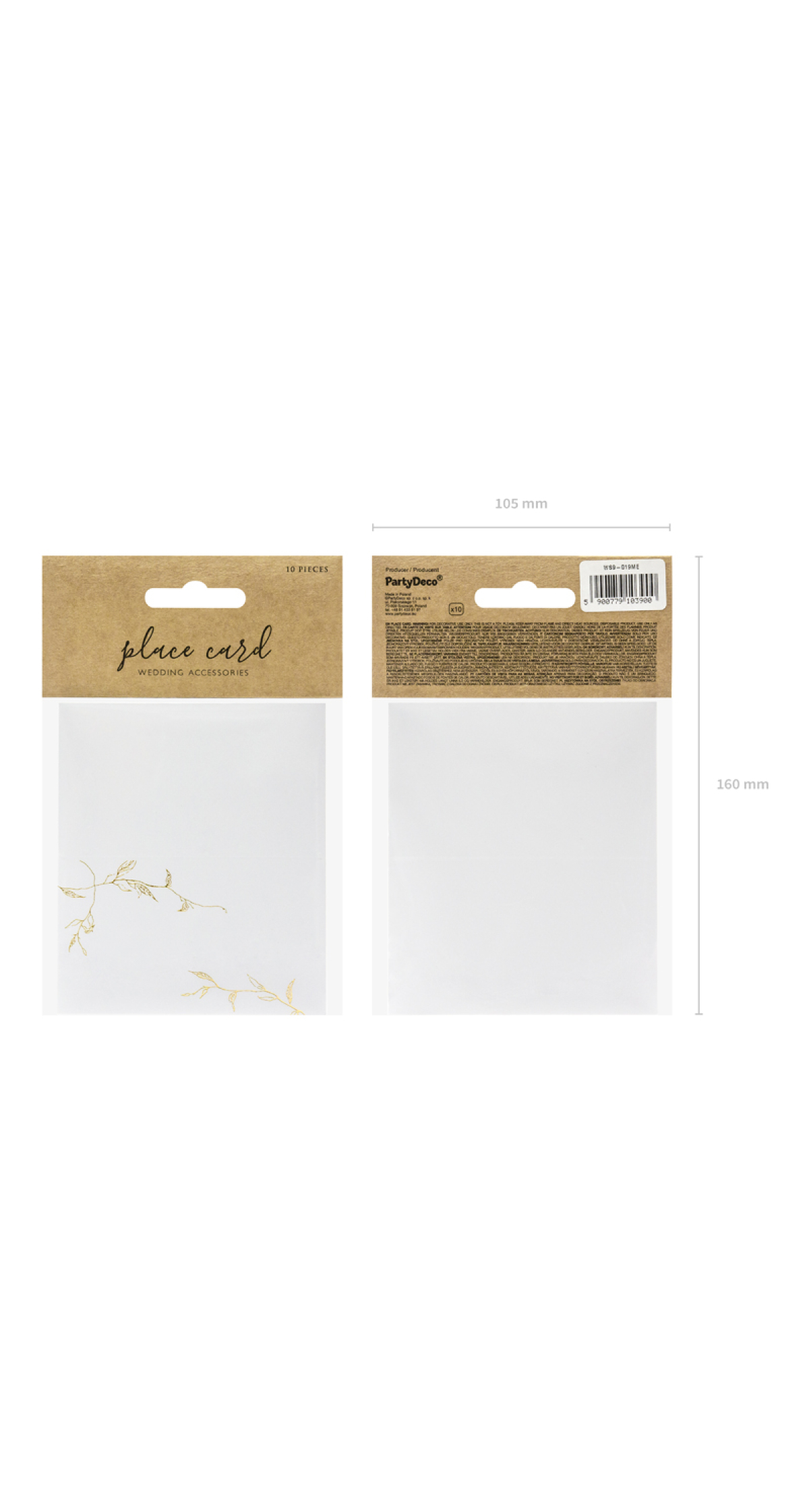 Place Cards - Branches Gold 9.5x5.5cm (1pk / 10pc) - Image 5