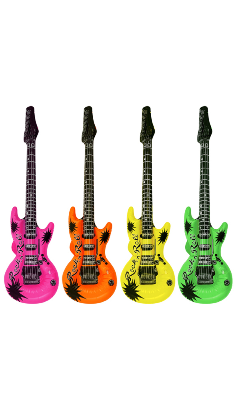 Inflatable Guitar (Assorted Neon Colours) 106cm - 1pc