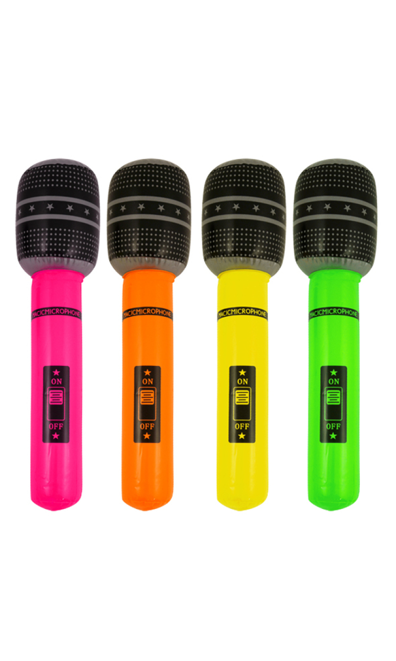 Inflatable Microphone (Assorted Neon Colours) 40cm - 1pc