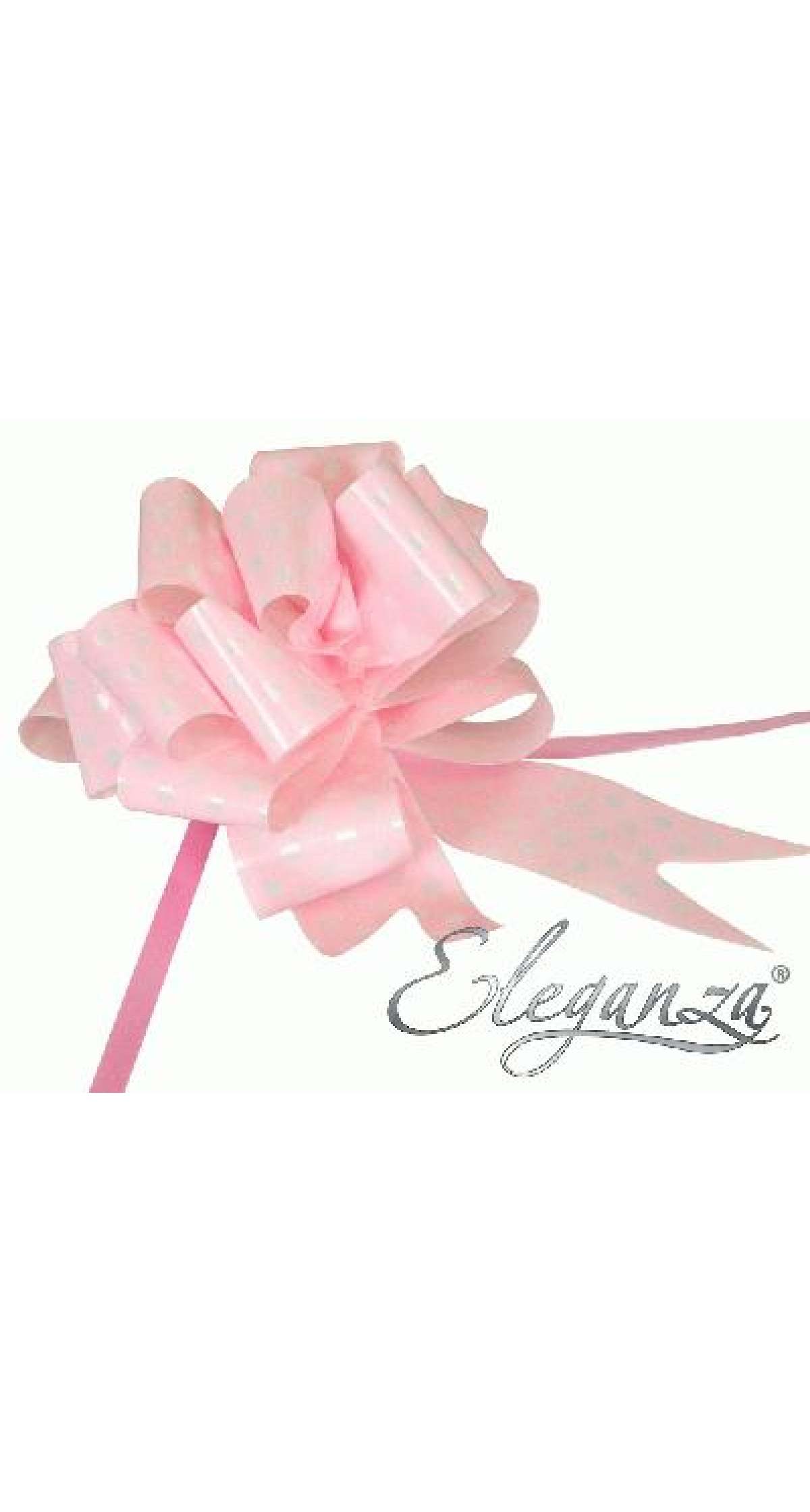 Pull Bow Light Pink With White Polka Dots - 50mm