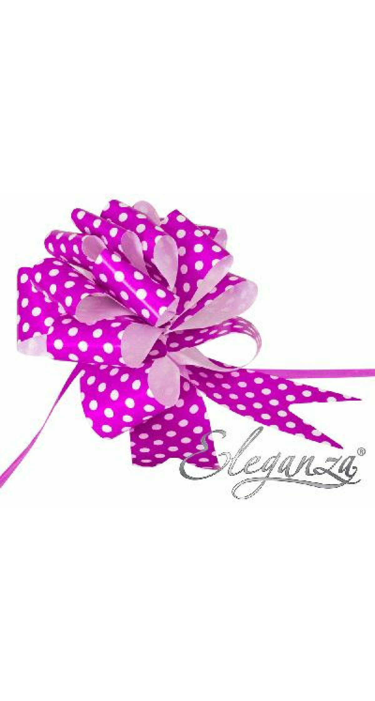 Pull Bow Purple With White Polka Dots - 50mm