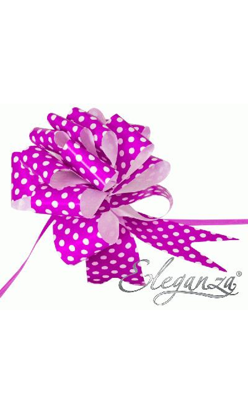 Pull Bow Purple With White Polka Dots - 50mm