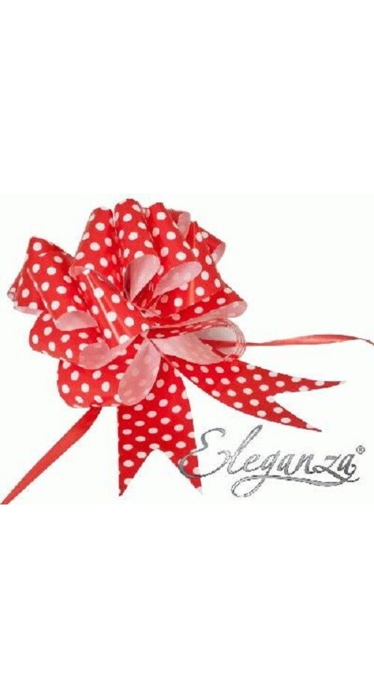 Pull Bow Red With White Polka Dots - 50mm