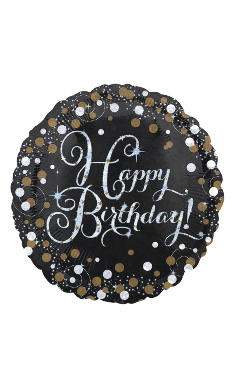 Holographic Sparkling Happy Birthday Birthday Foil Balloon 43cm
