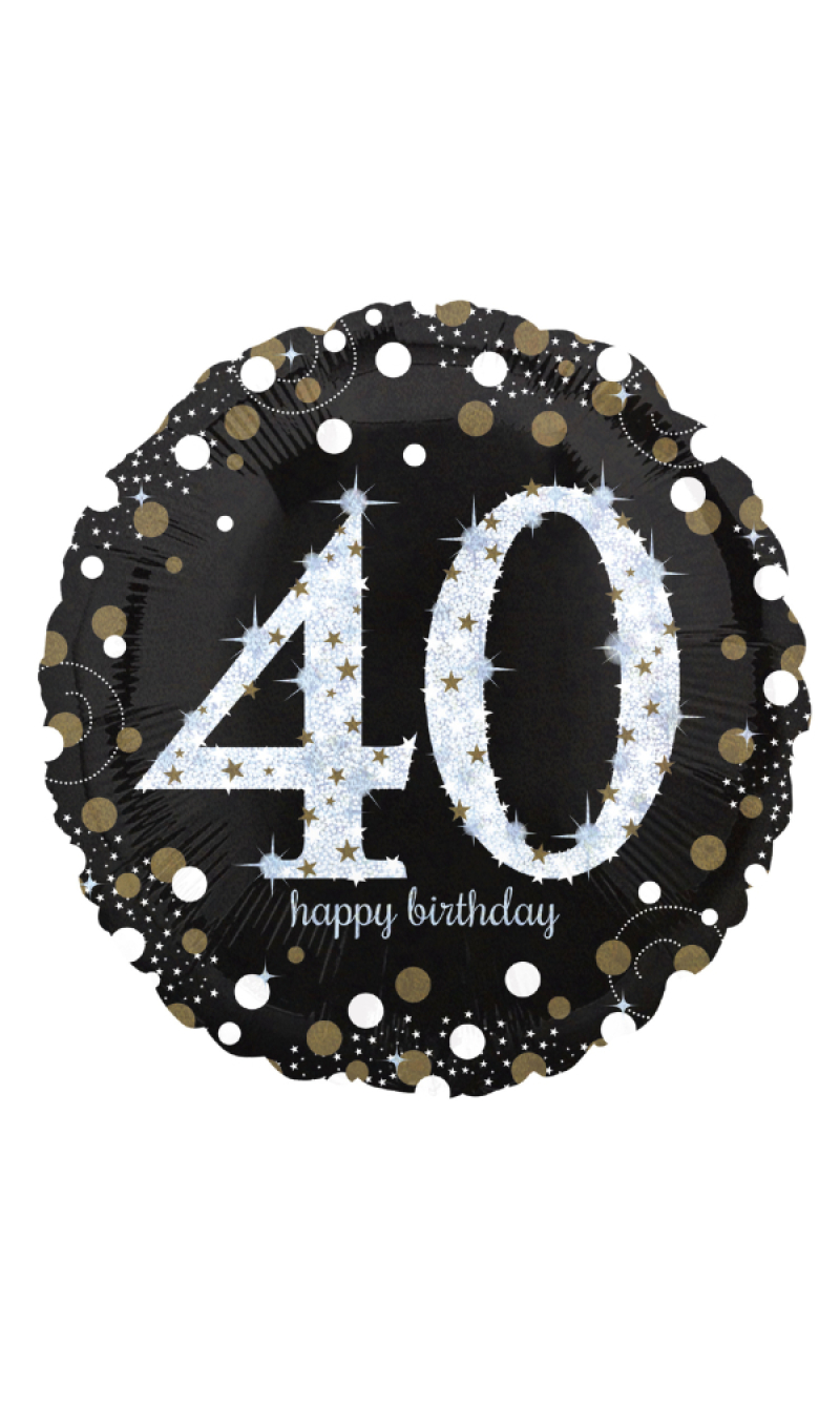 Holographic Sparkling 40th Birthday Foil Balloon 43cm