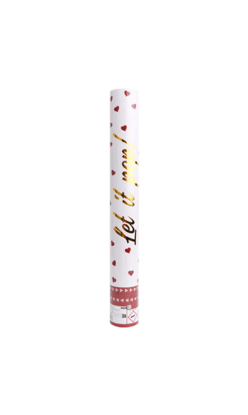 Confetti Cannon / Popper Red Paper Hearts 40cm
