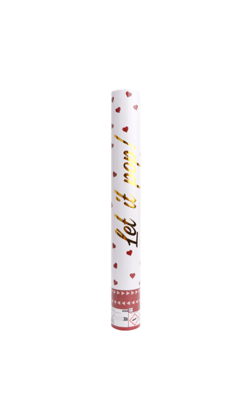 Confetti Cannon / Popper Red Paper Hearts 40cm
