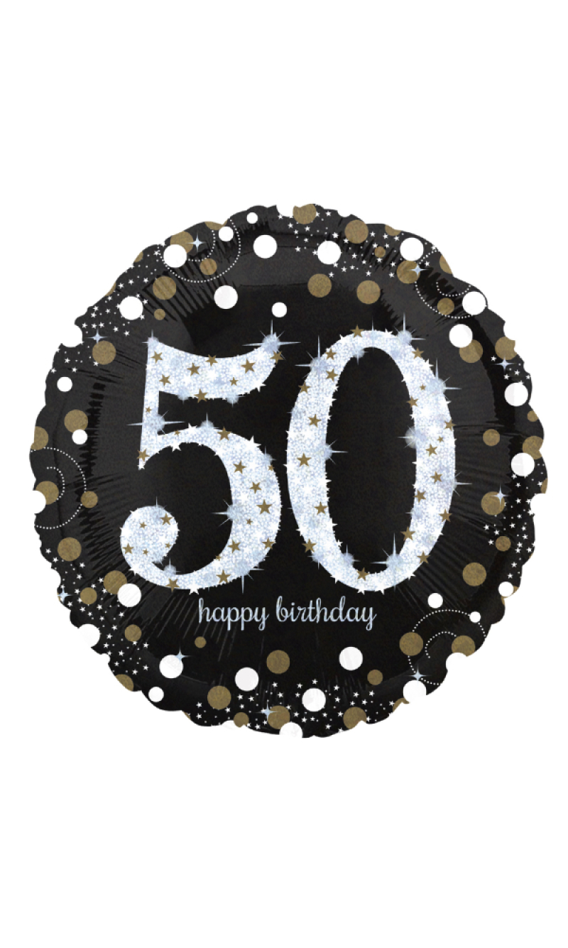 Holographic Sparkling 50th Birthday Foil Balloon 43cm