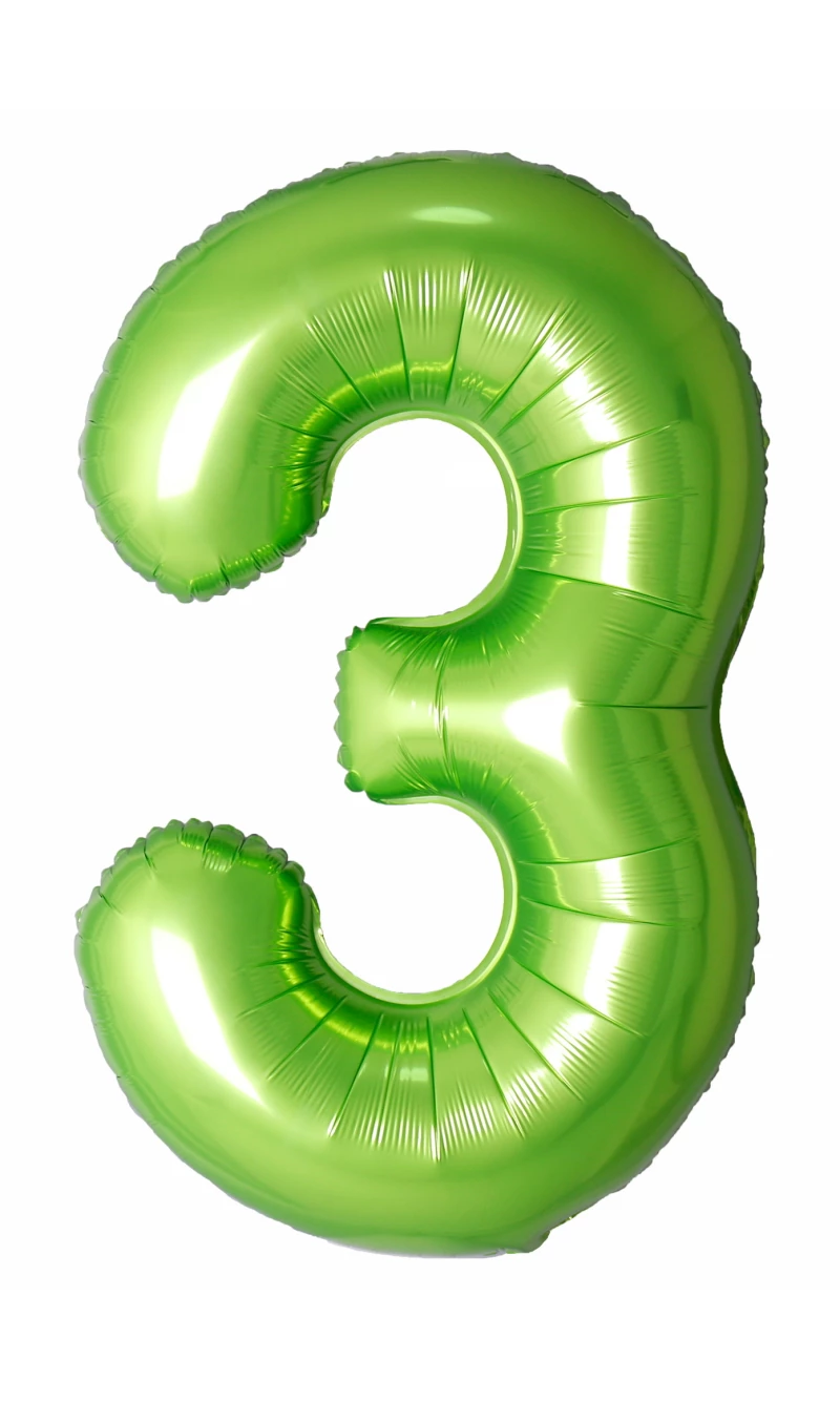 40 Inch Foil Balloon Number 3 - Lime Green