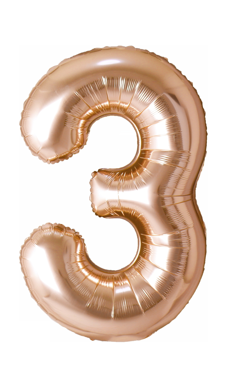 40 Inch Foil Balloon Number 3 - Champagne Gold
