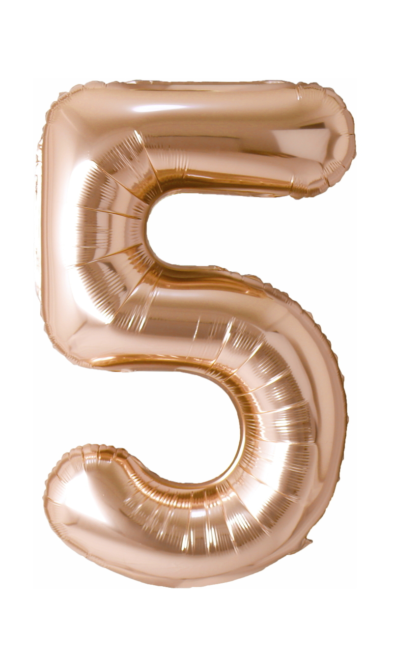 40 Inch Foil Balloon Number 5 - Champagne Gold