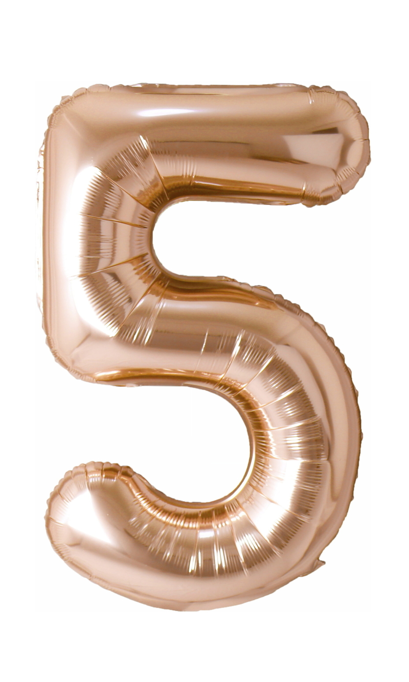 40 Inch Foil Balloon Number 5 - Champagne Gold