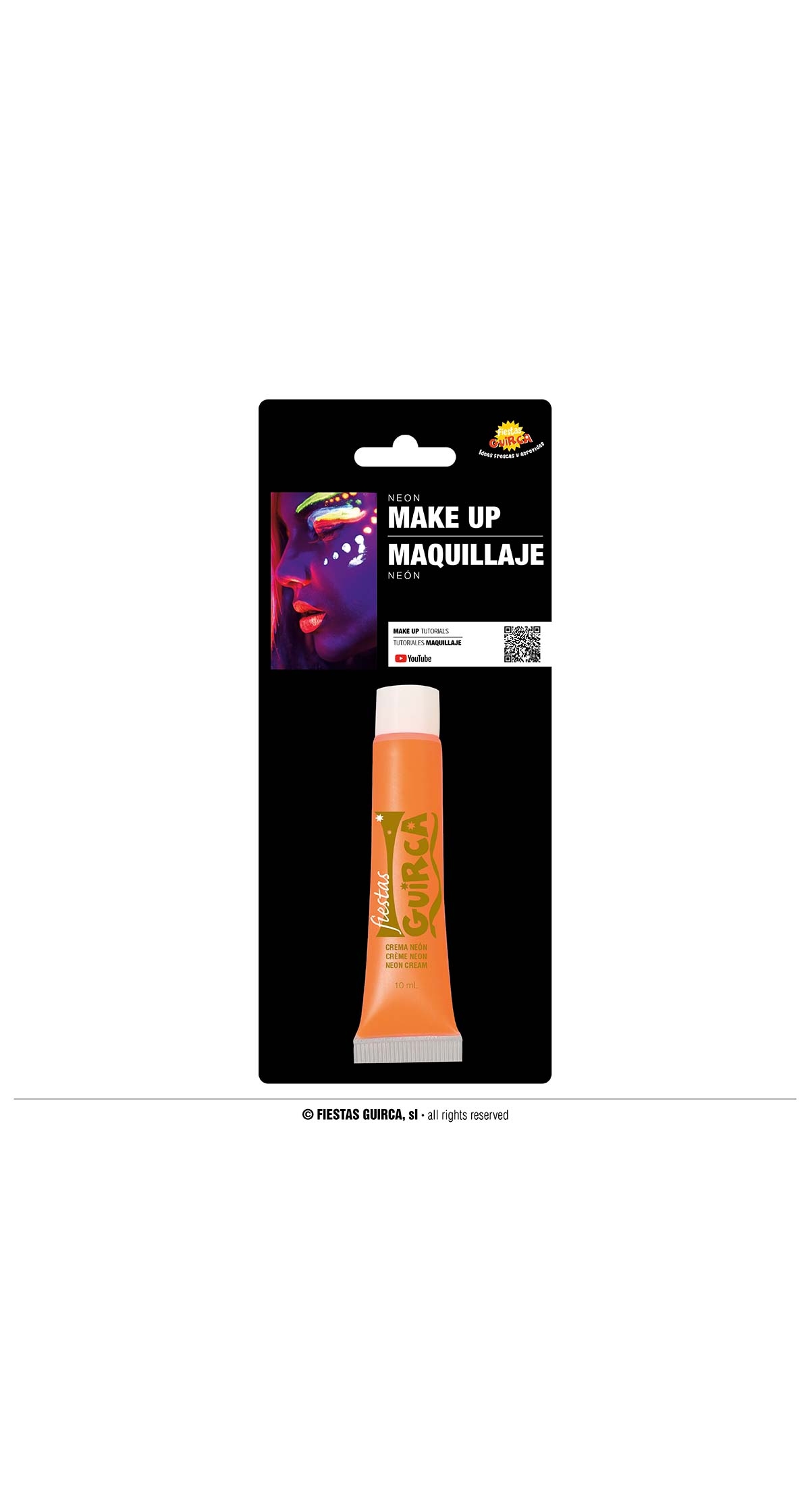 Neon UV Cream Face & Body Paint Tube 10ml - Orange - Image 5