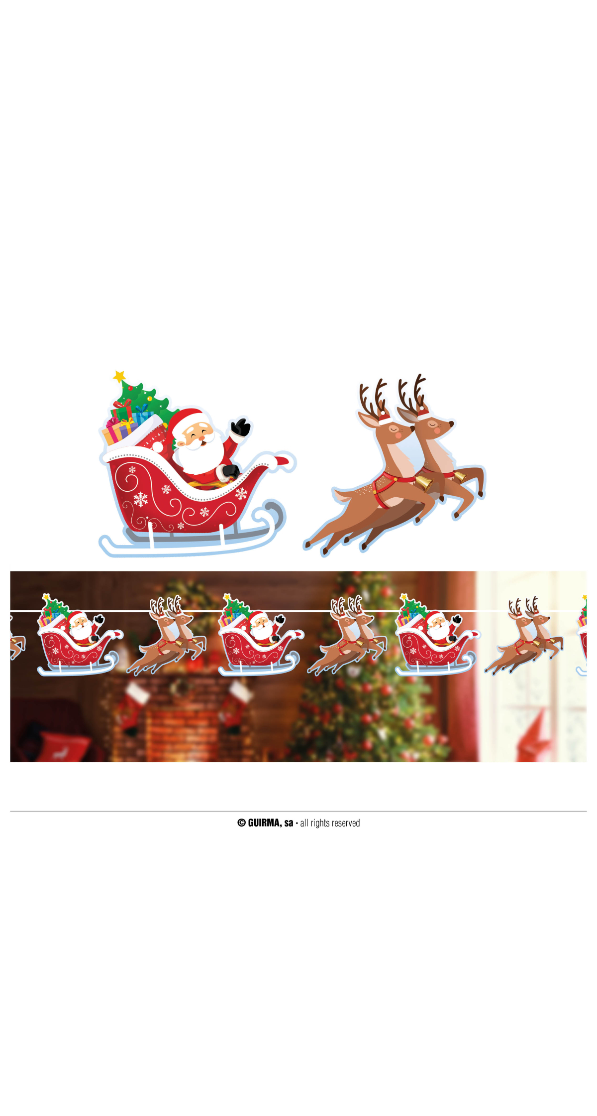 Christmas Santa Sleigh Garland Banner 300cm (16x16cm)