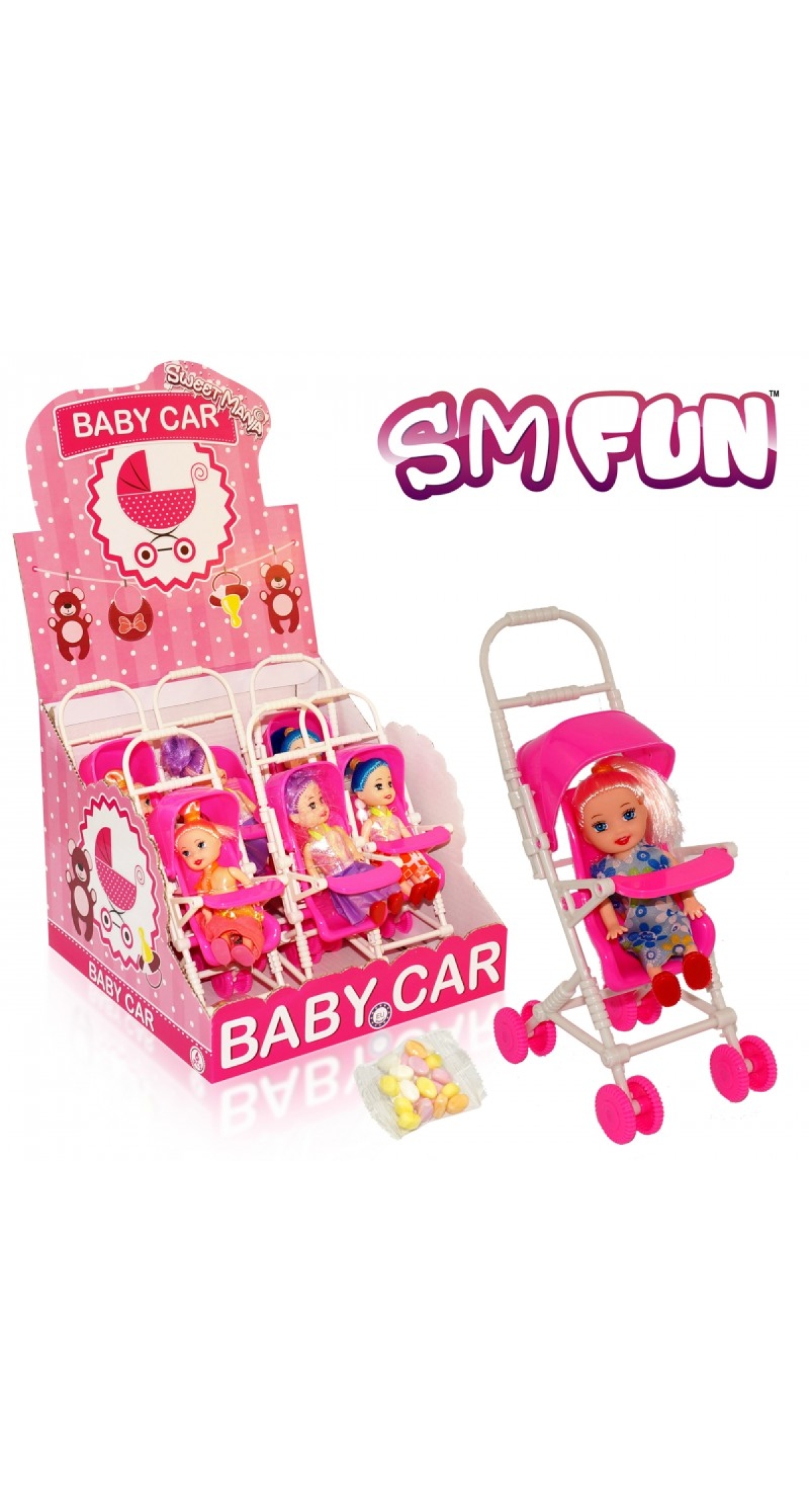 Baby Pram With Doll & Sweets - 1pc